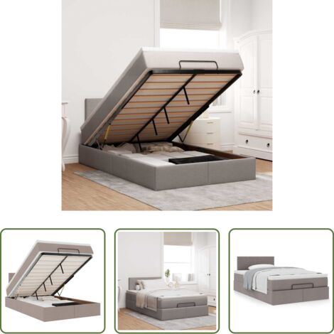 vidaXL Sommeil confortable -  Cadre de lit ottoman avec matelas taupe 120x200 cm tissu