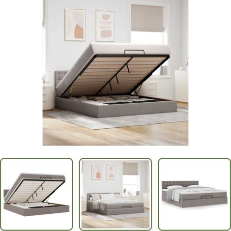 vidaXL Sommeil confortable -  Cadre de lit ottoman avec matelas taupe 180x200 cm tissu