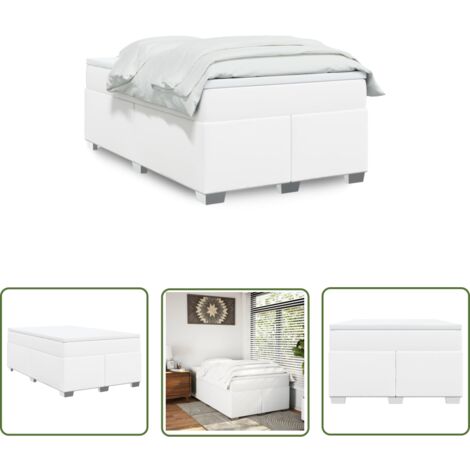 vidaXL Sommier à lattes de lit avec matelas blanc 120x190cm similicuir