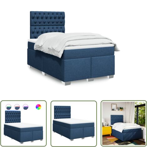 vidaXL Sommier à lattes de lit avec matelas bleu 120x190 cm tissu
