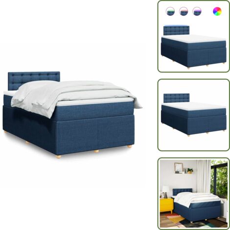 vidaXL Sommier à lattes de lit avec matelas bleu 120x190 cm tissu
