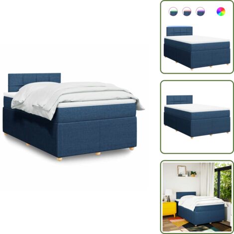 vidaXL Sommier à lattes de lit avec matelas bleu 120x190 cm tissu