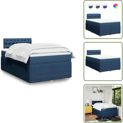 vidaXL Sommier à lattes de lit avec matelas bleu 120x190 cm tissu
