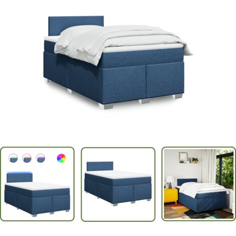 vidaXL Sommier à lattes de lit avec matelas bleu 120x190 cm tissu