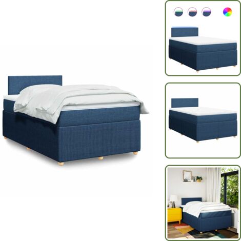 vidaXL Sommier à lattes de lit avec matelas bleu 120x190 cm tissu
