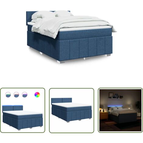 vidaXL Sommier à lattes de lit avec matelas Bleu 140x190 cm Tissu