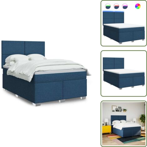 vidaXL Sommier à lattes de lit avec matelas Bleu 140x190 cm Tissu