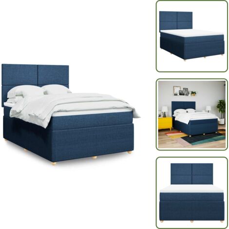 vidaXL Sommier à lattes de lit avec matelas Bleu 140x190 cm Tissu