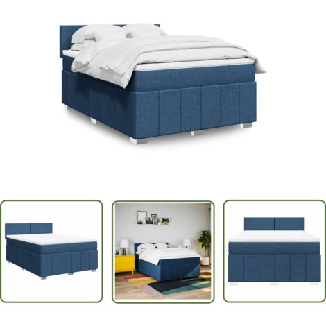 vidaXL Sommier à lattes de lit avec matelas Bleu 140x190 cm Tissu