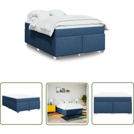 vidaXL Sommier à lattes de lit avec matelas Bleu 140x190 cm Tissu