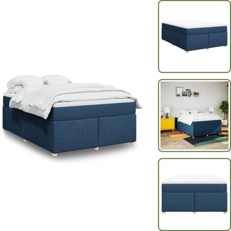 vidaXL Sommier à lattes de lit avec matelas Bleu 140x190 cm Tissu
