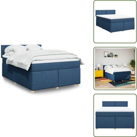vidaXL Sommier à lattes de lit avec matelas Bleu 140x190 cm Tissu
