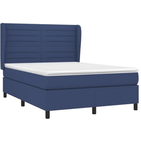 vidaXL Sommier à lattes de lit avec matelas Bleu 140x190 cm Tissu