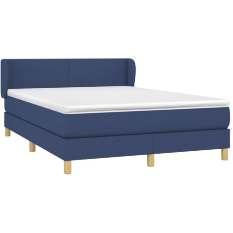 vidaXL Sommier à lattes de lit avec matelas Bleu 140x190 cm Tissu