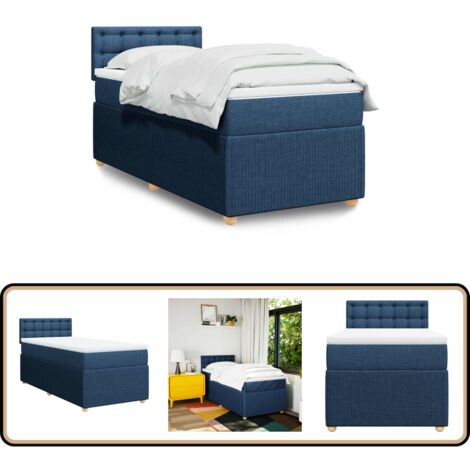 vidaXL Sommier à lattes de lit avec matelas Bleu 80x200 cm Tissu