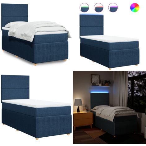 vidaXL Sommier à lattes de lit avec matelas Bleu 80x200 cm Tissu