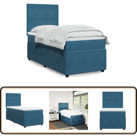 vidaXL Sommier à lattes de lit avec matelas Bleu foncé 90x190 cm