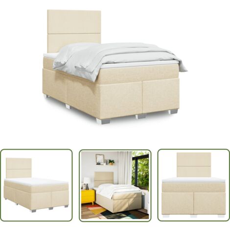 vidaXL Sommier à lattes de lit avec matelas crème 120x190 cm tissu