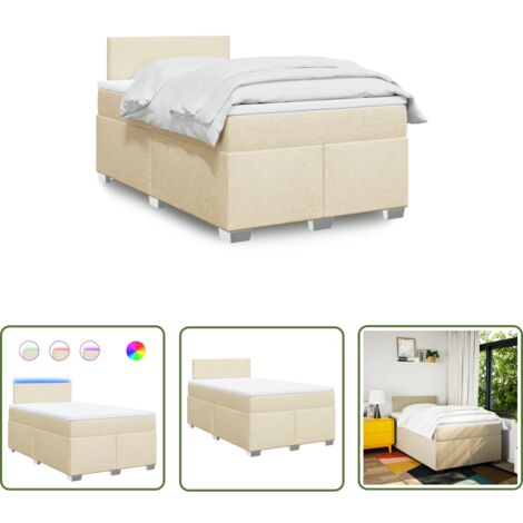 vidaXL Sommier à lattes de lit avec matelas crème 120x190 cm tissu