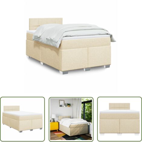 vidaXL Sommier à lattes de lit avec matelas crème 120x190 cm tissu