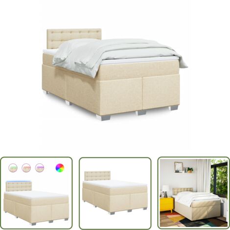 vidaXL Sommier à lattes de lit avec matelas crème 120x190 cm tissu