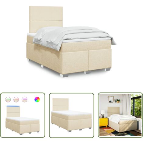 vidaXL Sommier à lattes de lit avec matelas crème 120x190 cm tissu