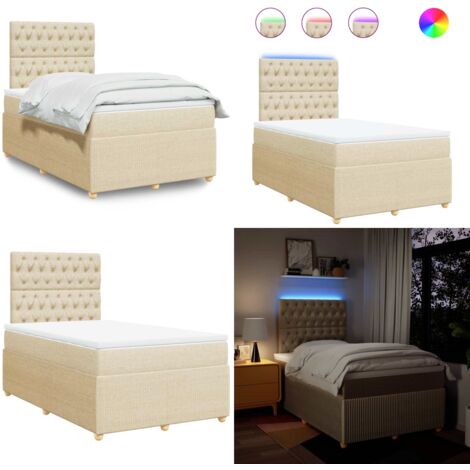 vidaXL Sommier à lattes de lit avec matelas Crème 120x200 cm Tissu