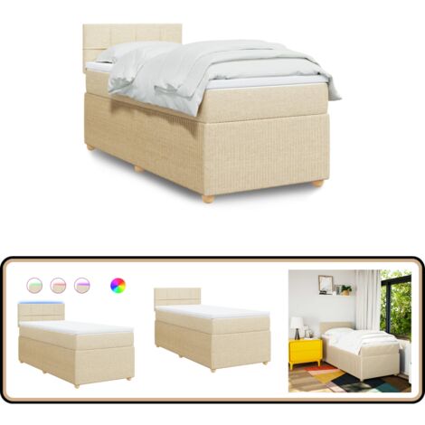 vidaXL Sommier à lattes de lit avec matelas Crème 80x200 cm Tissu