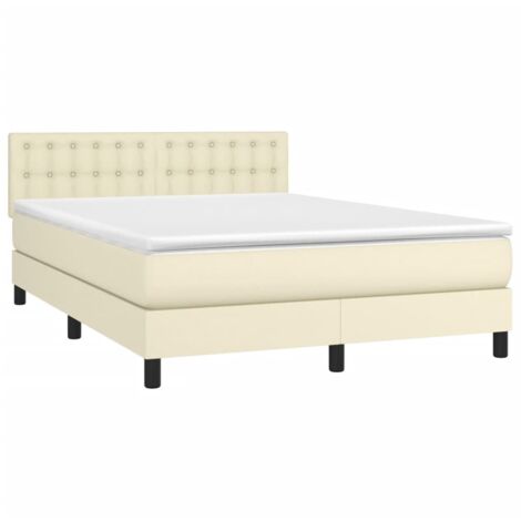 vidaXL Sommier à lattes de lit avec matelas et LED Crème 140x200 cm