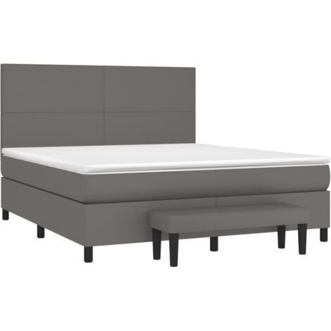 vidaXL Sommier à lattes de lit avec matelas Gris 160x200 cm Similicuir