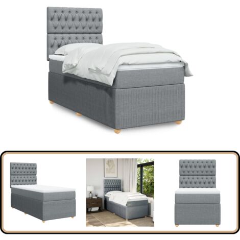 vidaXL Sommier à lattes de lit avec matelas Gris clair 100x200cm Tissu