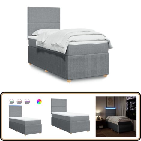 vidaXL Sommier à lattes de lit avec matelas gris clair 80x200 cm tissu