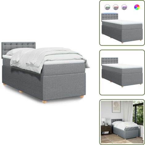 vidaXL Sommier à lattes de lit avec matelas gris clair 80x200 cm tissu