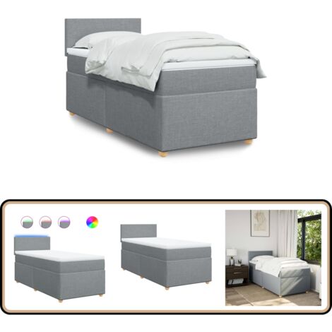 vidaXL Sommier à lattes de lit avec matelas Gris clair 90x200 cm Tissu