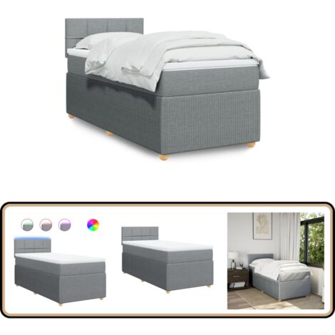 vidaXL Sommier à lattes de lit avec matelas Gris clair 90x200 cm Tissu