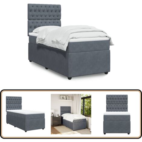 vidaXL Sommier à lattes de lit avec matelas Gris foncé 100x200 cm
