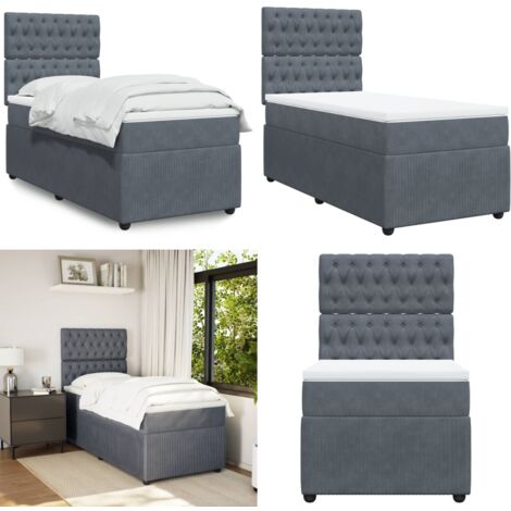 vidaXL Sommier à lattes de lit avec matelas Gris foncé 100x200 cm