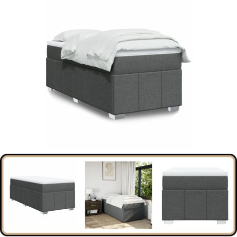 vidaXL Sommier à lattes de lit avec matelas Gris foncé 100x200cm Tissu