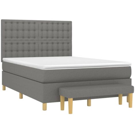 vidaXL Sommier à lattes de lit avec matelas Gris foncé 140x190cm Tissu