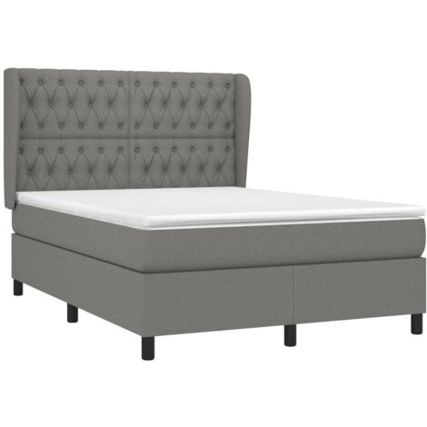 vidaXL Sommier à lattes de lit avec matelas Gris foncé 140x190cm Tissu