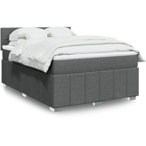 vidaXL Sommier à lattes de lit avec matelas Gris foncé 160x200cm Tissu