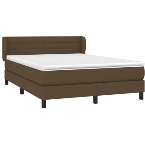 vidaXL Sommier à lattes de lit avec matelas Marron foncé 140x190 cm