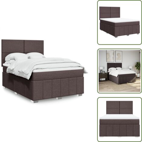 vidaXL Sommier à lattes de lit avec matelas Marron foncé 140x200 cm