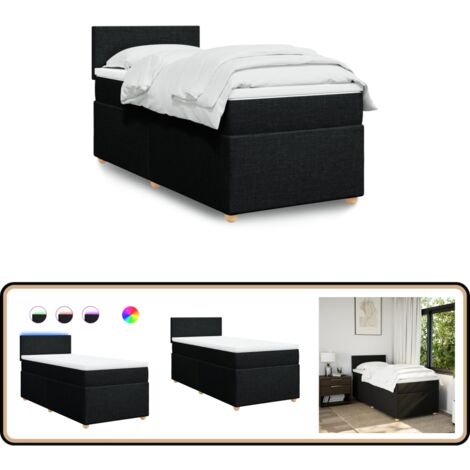 vidaXL Sommier à lattes de lit avec matelas Noir 100x200 cm Tissu