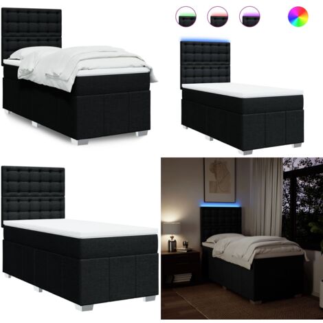 vidaXL Sommier à lattes de lit avec matelas Noir 100x200 cm Tissu