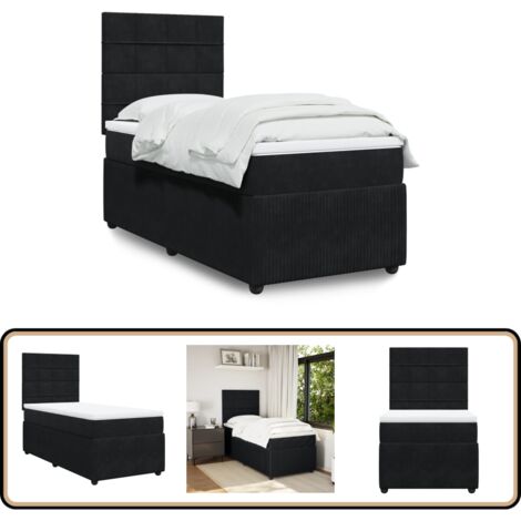 vidaXL Sommier à lattes de lit avec matelas Noir 100x200 cm Velours
