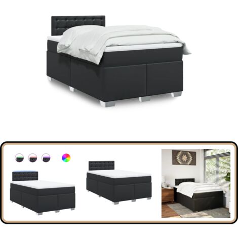 vidaXL Sommier à lattes de lit avec matelas noir 120x190 cm similicuir