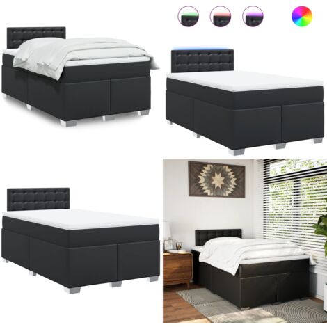 vidaXL Sommier à lattes de lit avec matelas noir 120x190 cm similicuir
