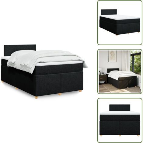 vidaXL Sommier à lattes de lit avec matelas noir 120x190 cm tissu