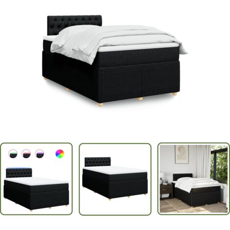 vidaXL Sommier à lattes de lit avec matelas noir 120x190 cm tissu